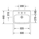 Duravit Waschtisch MED DURASTYLE ohne Überlauf, mit Hahnlochbank, 600 x 440 mm, 1 Hahnloch weiß, image _ab__is.image_number.default