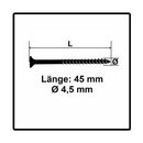 Fischer Power-Fast II FPF II Spanplattenschraube 4,5x45 mm 500 Stück ( 670271 ) Senkkopf mit Torx Teilgewinde galvanisch verzinkt, blau passiviert, image _ab__is.image_number.default