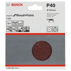 Bosch Schleifblatt-Set F460 Expert for Wood and Paint, 125 mm, 40, 5er-Pack (1 609 200 160), image 