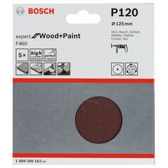 Bosch Schleifblatt-Set F460 Expert for Wood and Paint, 125 mm, 120, 5er-Pack (1 609 200 163), image 