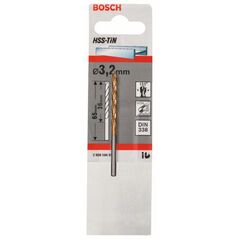 Bosch Metallbohrer HSS-TiN, DIN 338, 3,2 x 36 x 65 mm (2 608 596 683), image 