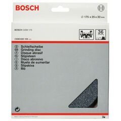 Bosch Schleifscheibe für Doppelschleifmaschine, 175 mm, 32 mm, 36 (2 608 600 109), image 