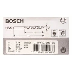 Bosch Karosseriebohrer HSS-R, DIN 1897, 4,9 x 26 x 62 mm, 10er-Pack (2 608 597 240), image 