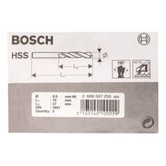 Bosch Karosseriebohrer HSS-R, DIN 1897, 8 x 37 x 79 mm, 5er-Pack (2 608 597 255), image 