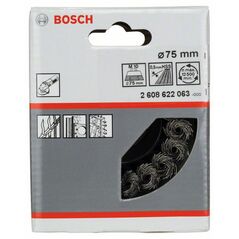 Bosch Topfbürste, Stahl, gezopfter Draht, 75 mm, 0,5 mm, 12500 U/ min, M 10 (2 608 622 063), image 