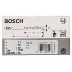 Bosch Karosseriebohrer HSS-R, DIN 1897, 3,8 x 22 x 55 mm, 10er-Pack (2 608 597 229), image 