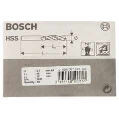 Bosch Karosseriebohrer HSS-R, DIN 1897, 5,7 x 28 x 66 mm, 10er-Pack (2 608 597 248), image 