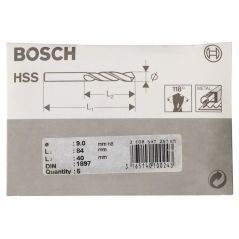 Bosch Karosseriebohrer HSS-R, DIN 1897, 9 x 40 x 84 mm, 5er-Pack (2 608 597 257), image 