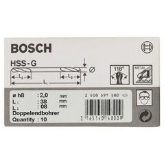Bosch Doppelendbohrer HSS-G, 2 x 8 x 38 mm, 10er-Pack (2 608 597 580), image 