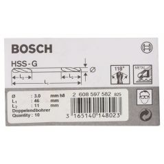 Bosch Doppelendbohrer HSS-G, 3 x 11 x 46 mm, 10er-Pack (2 608 597 582), image 