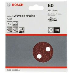 Bosch Schleifblatt C430, 115 mm, 60, 8 Löcher, Klett, 5er-Pack (2 608 605 104), image 