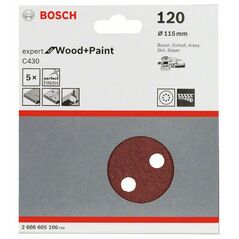 Bosch Schleifblatt C430, 115 mm, 120, 8 Löcher, Klett, 5er-Pack (2 608 605 106), image 