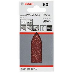 Bosch Schleifblatt C430, 32 mm, 60, ungelocht, 5er-Pack (2 608 605 167), image 