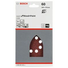 Bosch Schleifblatt C430, 100 x 170 mm, 60, 8 Löcher, Klett, 5er-Pack (2 608 605 183), image 