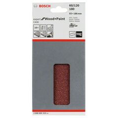 Bosch Schleifblatt C430, 93 x 186 mm, 4 x 60, 4 x 120, 2 x 180, 8 Löcher, 10er-Pack (2 608 605 310), image 