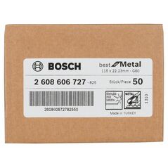Bosch Fiberschleifscheibe R574 Best for Metal, Zirkonkorund, 115 mm, 22,23 mm, 60 (2 608 606 727), image 