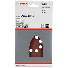 Bosch Schleifblatt C430, 100 x 170 mm, 240, 8 Löcher, Klett, 5er-Pack (2 608 605 578), image 