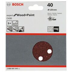 Bosch Schleifblatt C430, 125 mm, 40, 8 Löcher, Klett, 5er-Pack (2 608 605 640), image 