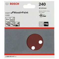 Bosch Schleifblatt C430, 115 mm, 240, 8 Löcher, Klett, 5er-Pack (2 608 605 657), image 