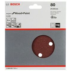 Bosch Schleifblatt C430, 150 mm, 80, 6 Löcher, Klett, 5er-Pack (2 608 605 718), image 