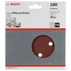 Bosch Schleifblatt C430, 150 mm, 180, 6 Löcher, Klett, 5er-Pack (2 608 605 721), image 