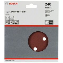 Bosch Schleifblatt C430, 150 mm, 240, 6 Löcher, Klett, 5er-Pack (2 608 605 722), image 