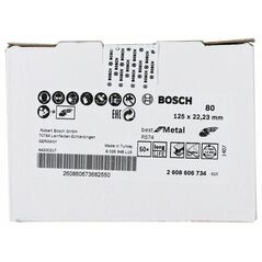 Bosch Fiberschleifscheibe R574 Best for Metal, Zirkonkorund, 125 mm, 22,23 mm, 80 (2 608 606 734), image 