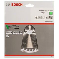 Bosch Kreissägeblatt Optiline Wood für Handkreissägen, 150 x 20/16 x 2,4 mm, 36 (2 608 640 593), image 