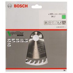 Bosch Kreissägeblatt Optiline Wood für Handkreissägen, 160 x 20/16 x 2,6 mm, 36 (2 608 640 597), image 