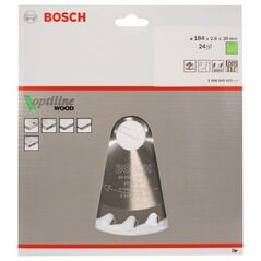 Bosch Kreissägeblatt Optiline Wood für Handkreissägen, 184 x 30 x 2,6 mm, 24 (2 608 640 610), image 