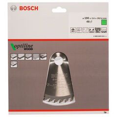 Bosch Kreissägeblatt Optiline Wood für Handkreissägen, 190 x 20/16 x 2,6 mm, 48 (2 608 640 614), image 