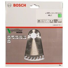 Bosch Kreissägeblatt Optiline Wood für Handkreissägen, 160 x 20/16 x 2,6 mm, 48 (2 608 640 732), image 