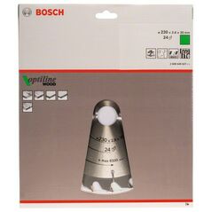 Bosch Kreissägeblatt Optiline Wood für Handkreissägen, 230 x 30 x 2,8 mm, 24 (2 608 640 627), image 