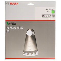 Bosch Kreissägeblatt Optiline Wood für Handkreissägen, 230 x 30 x 2,8 mm, 36 (2 608 640 628), image 