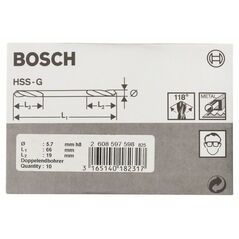 Bosch Doppelendbohrer HSS-G, 5,7 x 19 x 66 mm, 10er-Pack (2 608 597 598), image 