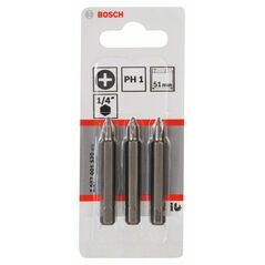 Bosch Schrauberbit Extra-Hart PH 1, 51 mm, 3er-Pack (2 607 001 520), image 