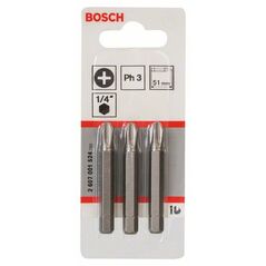 Bosch Schrauberbit Extra-Hart PH 3, 51 mm, 3er-Pack (2 607 001 524), image 