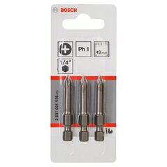 Bosch Schrauberbit Extra-Hart PH 1, 49 mm, 3er-Pack (2 607 001 526), image 