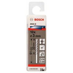 Bosch Metallbohrer HSS-G, DIN 338, 3 x 33 x 61 mm, 10er-Pack (2 608 595 055), image 