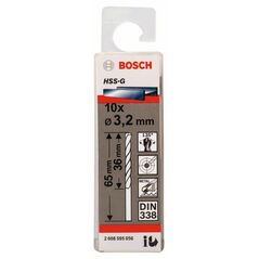 Bosch Metallbohrer HSS-G, DIN 338, 3,2 x 36 x 65 mm, 10er-Pack (2 608 595 056), image 