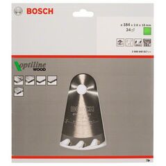 Bosch Kreissägeblatt Optiline Wood für Handkreissägen, 184 x 16 x 2,6 mm, 24 (2 608 640 817), image 
