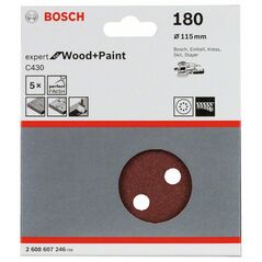 Bosch Schleifblatt C430, 115 mm, 180, 8 Löcher, Klett, 5er-Pack (2 608 607 246), image 