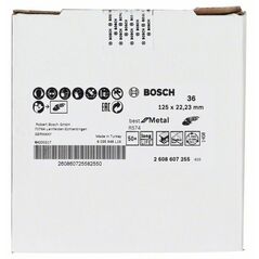 Bosch Fiberschleifscheibe R574 Best for Metal, Zirkonkorund, 125 mm, 22,23 mm, 36 (2 608 607 255), image 