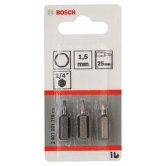 Bosch Schrauberbit Extra-Hart HEX 1,5, 25 mm, 3er-Pack (2 607 001 716), image 