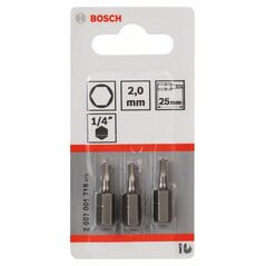 Bosch Schrauberbit Extra-Hart HEX 2, 25 mm, 3er-Pack (2 607 001 718), image 