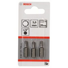 Bosch Schrauberbit Extra-Hart HEX 3, 25 mm, 3er-Pack (2 607 001 722), image 