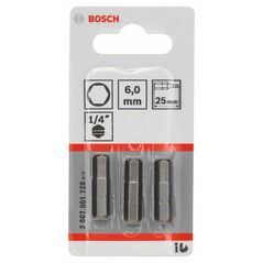 Bosch Schrauberbit Extra-Hart HEX 6, 25 mm, 3er-Pack (2 607 001 728), image 