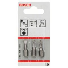 Bosch Schrauberbit-Set Extra-Hart (gemischt), 3-teilig, S 0,6x4,5, PH1, PZ1, 25 mm (2 607 001 765), image 