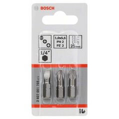 Bosch Schrauberbit-Set Extra-Hart (gemischt), 3-teilig, S 1,0x5,5, PH2, PZ2, 25 mm (2 607 001 766), image 