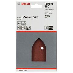 Bosch Schleifblatt C430, 100 x 170 mm, 2 x 80, 2 x 120, 2 x 180, 4 Löcher, 6er-Pack (2 608 607 432), image 